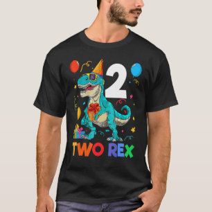 Kids Two Rex 2nd Birthday Second Dinosaur 2 Year O T-Shirt