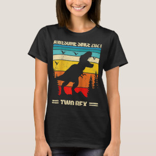 Kids Two Rex 2nd Birthday Second Dinosaur 2 Year O T-Shirt