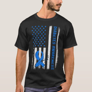 Kids Type 1 Diabetes Awareness American Us Flag Bl T-Shirt