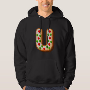 Kids  U Cutest Capital Christmas Cookie Alphabet L Hoodie