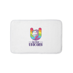 Kids U Is For Unicorn Alphabet T-Shirt Bath Mat