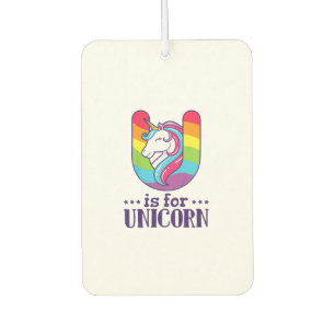 Kids U Is For Unicorn Alphabet T-Shirt Car Air Freshener