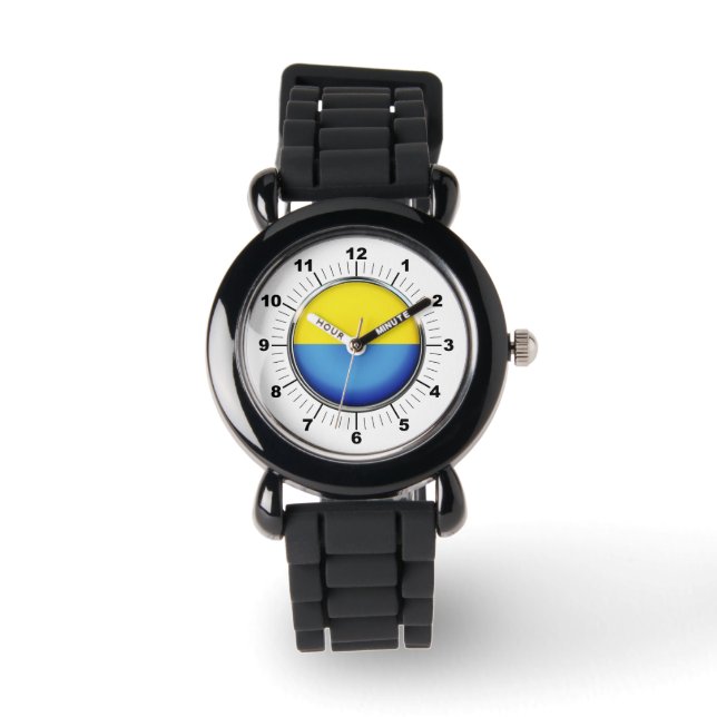 Kid's Ukraine flag  Silver Glitter Strap Watch (Front)