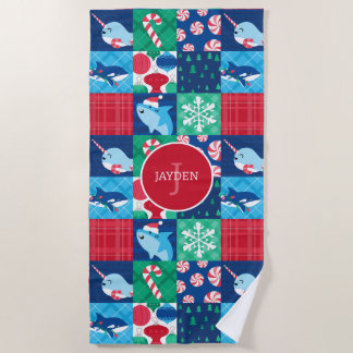 Kids Under The Sea Christmas Patchwork Quilt Beach Towel
