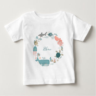 Kids Under the Sea Personalised Name Watercolor Baby T-Shirt