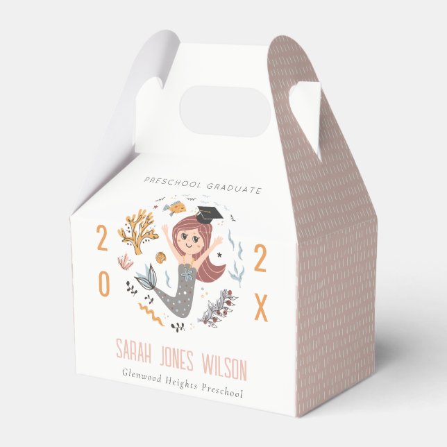 Kids Underwater Mermaid Preschool Graduation Party Favour Box (Front Side)