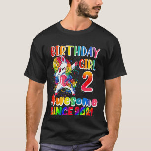 Kids Unicorn 2 Years Old Awesome Since 2021 2nd Bi T-Shirt