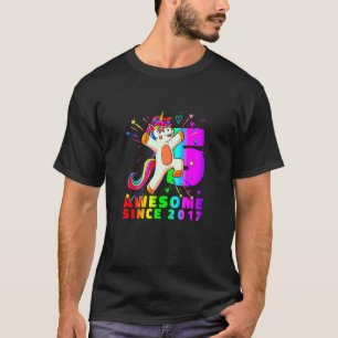 Kids Unicorn 5 Birthday 5 Years Awesome since 2017 T-Shirt