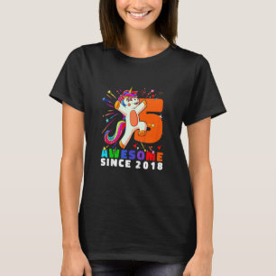 Kids Unicorn 5 Birthday 5 Years Awesome since 2018 T-Shirt