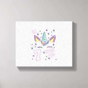 Kids Unicorn 7th birthday i'm 7 years old girl uni Canvas Print