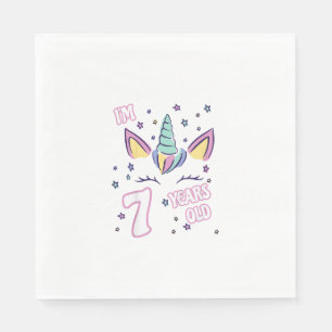 Kids Unicorn 7th birthday i'm 7 years old girl uni Napkin