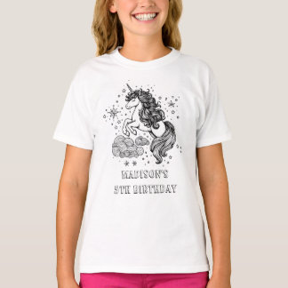 Kids Unicorn Birthday Keepsake Colouring T-Shirt