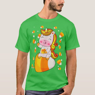 kids unicorn candy corn girls halloween T-Shirt