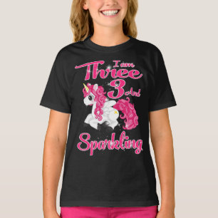 Kids Unicorn for Birthday Girl 3 Year Old & Sparkl T-Shirt
