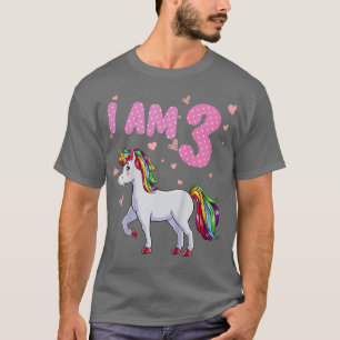 Kids Unicorn Girl 3rd Birthday 3 Years Old Girls U T-Shirt