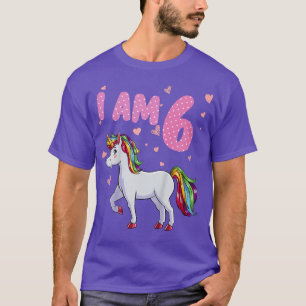 Kids Unicorn Girl 6th Birthday 6 Years Old Girls U T-Shirt