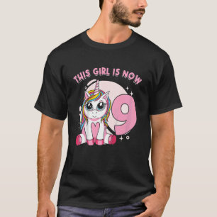 Kids Unicorn girl mythical creature I Am 9 years b T-Shirt