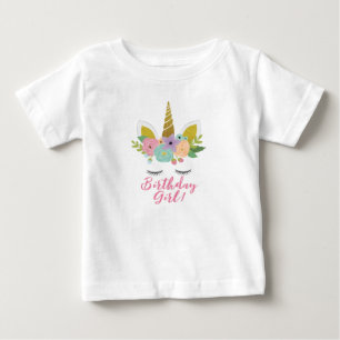 Kids Unicorn Gold Eyes Horn T-Shirt Birthday