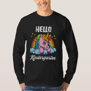 Kids Unicorn Hello Kindergarten Cute First Day Of T-Shirt