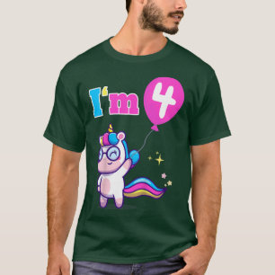 Kids Unicorn I'm 4 Four Fourth 4th Birthday for Gi T-Shirt