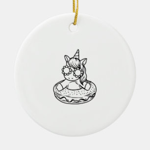 Kids Unicorn In A Doughnut For Colouring Paint Gir Ceramic Tree Decoration