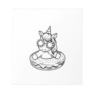 Kids Unicorn In A Doughnut For Colouring Paint Gir Notepad