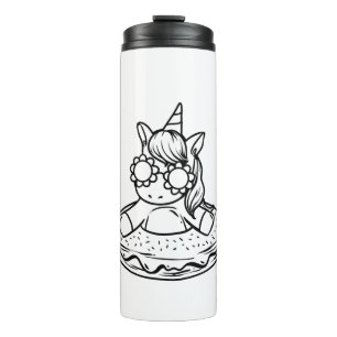 Kids Unicorn In A Doughnut For Colouring Paint Gir Thermal Tumbler