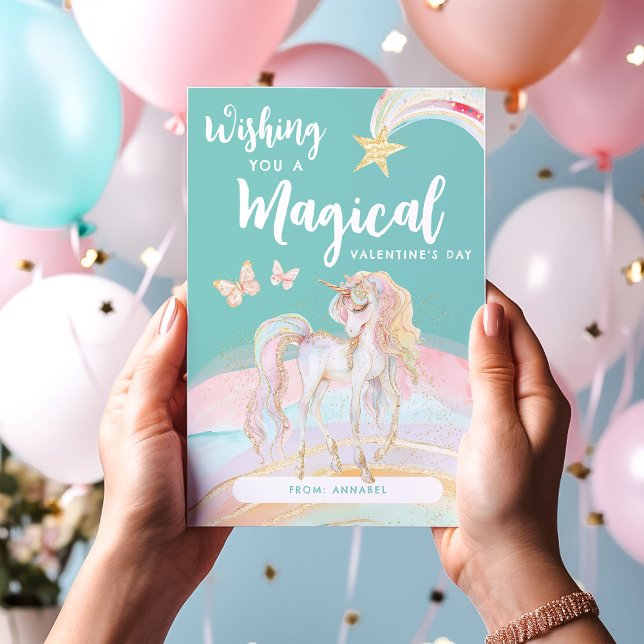 Kids Unicorn Magical Valentines Holiday Card (Creator Uploaded)