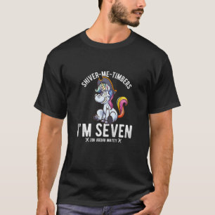 Kids Unicorn Pirate 7 Seven Year Birthday Adventur T-Shirt