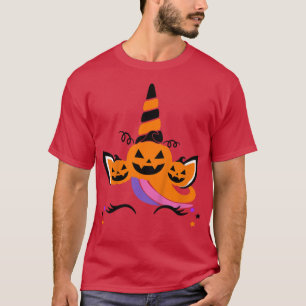 Kids Unicorn Pumpkin Birthday for Girls Halloween T-Shirt