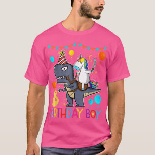 Kids Unicorn Riding Dinosaur 8 Years Old Birthday T-Shirt