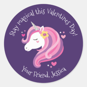 Kids Unicorn Valentines Day Sticker