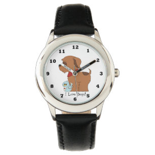 Kids Unisex  I love dogs watch