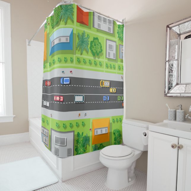 Kids Urban Highway Shower Curtain (In Situ)
