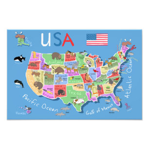 Kids US Map Photo Print