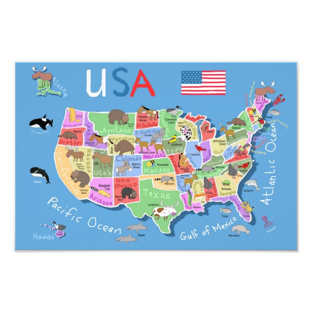 Kids US Map  Photo Print (Front)