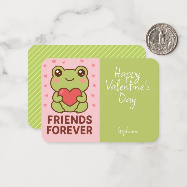 Kids Valentine Card Cute Frog Heart (Front/Back In Situ)