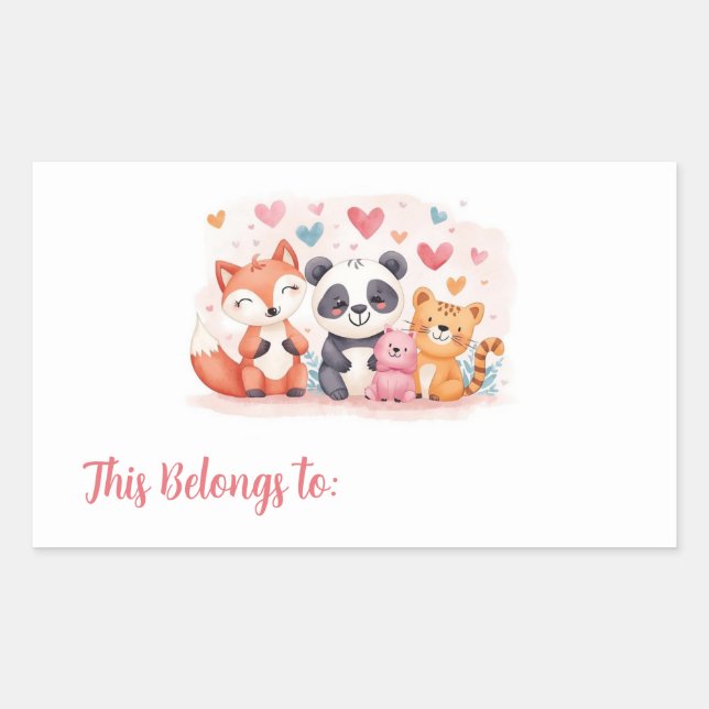 Kids Valentine Gift Labels | Cute Animal Stickers (Front)