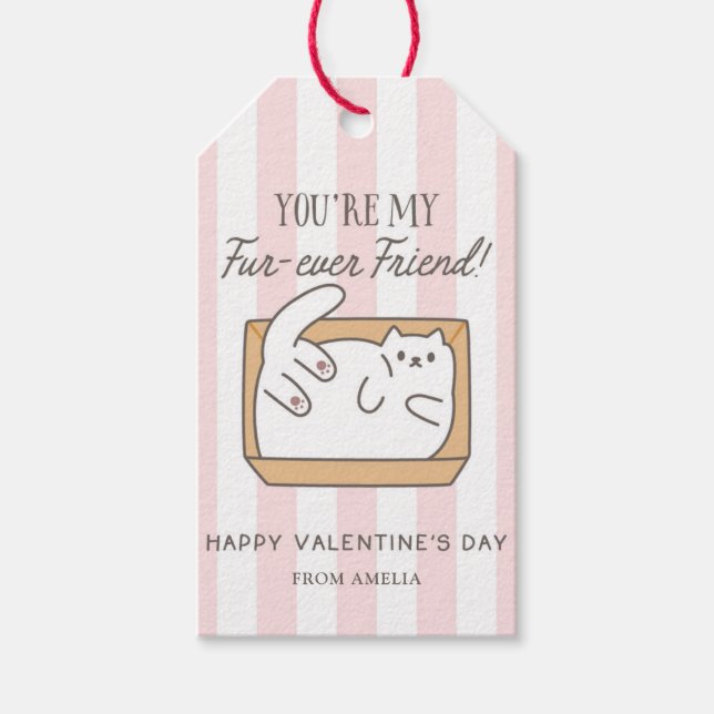 Kids Valentine Gift Tag Cute Cat (Front)