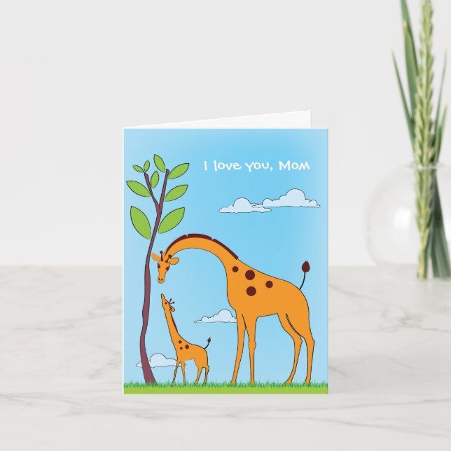 Kids Valentine Giraffe Love Card (Front)