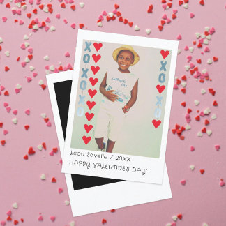 Kids Valentine Instant Photo Card | Blue & Red
