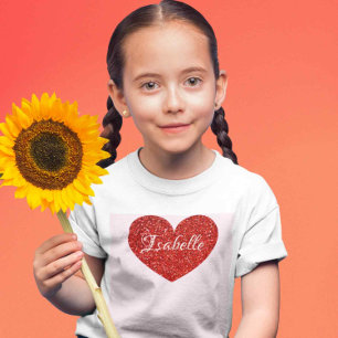 Kid's Valentine Outfit Personalised Faux Glitter T-Shirt