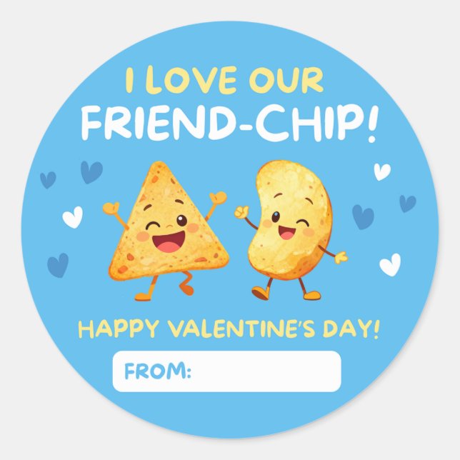 Kids Valentine Stickers – I Love Our Friend Chip (Front)