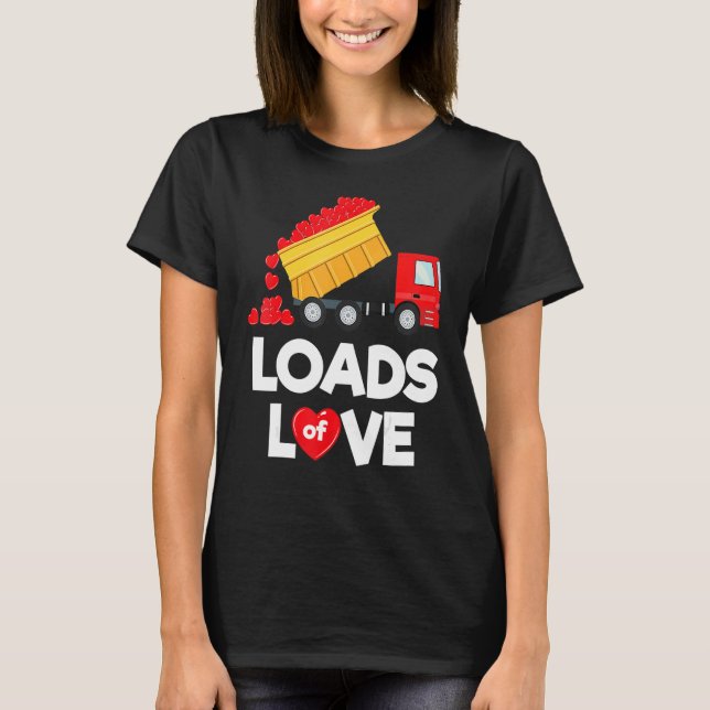 Kids Valentine Truck Boys Loads of Love T-Shirt (Front)