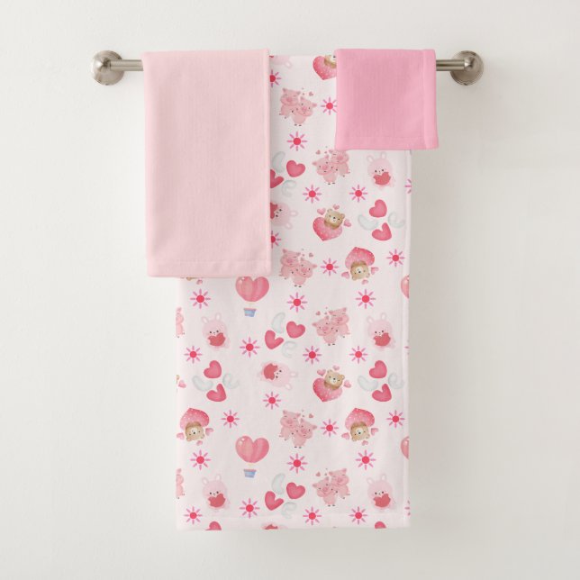 Kids Valentine's Day Bath Towel Set (Insitu)