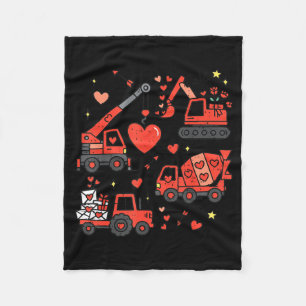 Kids Valentines Day Construction Trucks Funny Boys Fleece Blanket