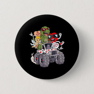 Kids Valentines Day Hearts T Rex Cupid Monster Tru 6 Cm Round Badge