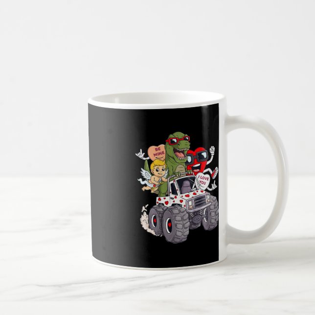 Kids Valentines Day Hearts T Rex Cupid Monster Tru Coffee Mug (Right)
