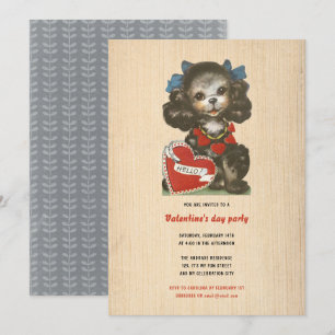 Kids Valentine's Day Holiday Cute Dog Retro Simple Invitation