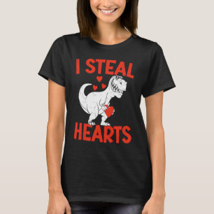 Kids Valentines Day I Steal Hearts Love Trex Dino T-Shirt